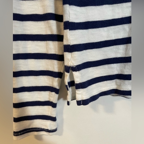 J. Crew Navy Striped Long Sleeve Shirt Zip-up Shoulders Size Small Lightweight - Picture 4 of 11